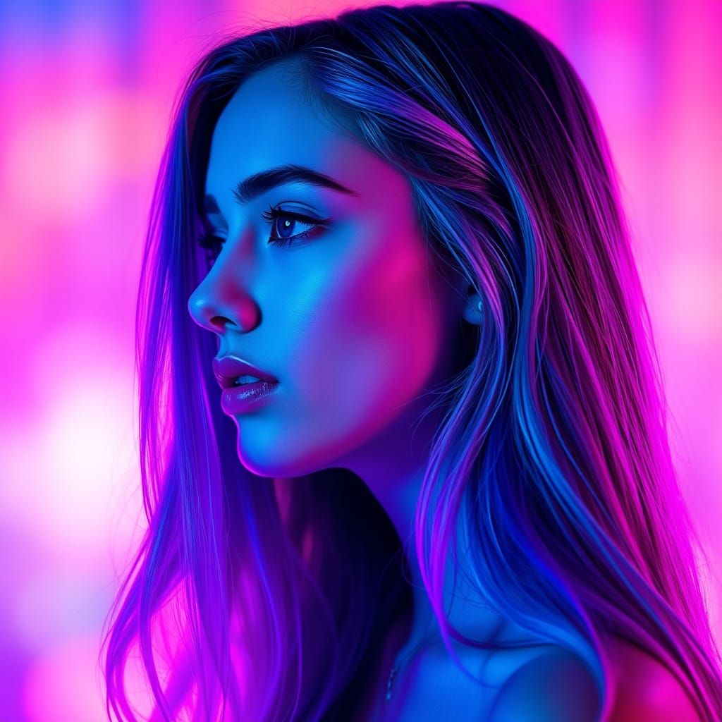 Neon Goddess in Ethereal Glow