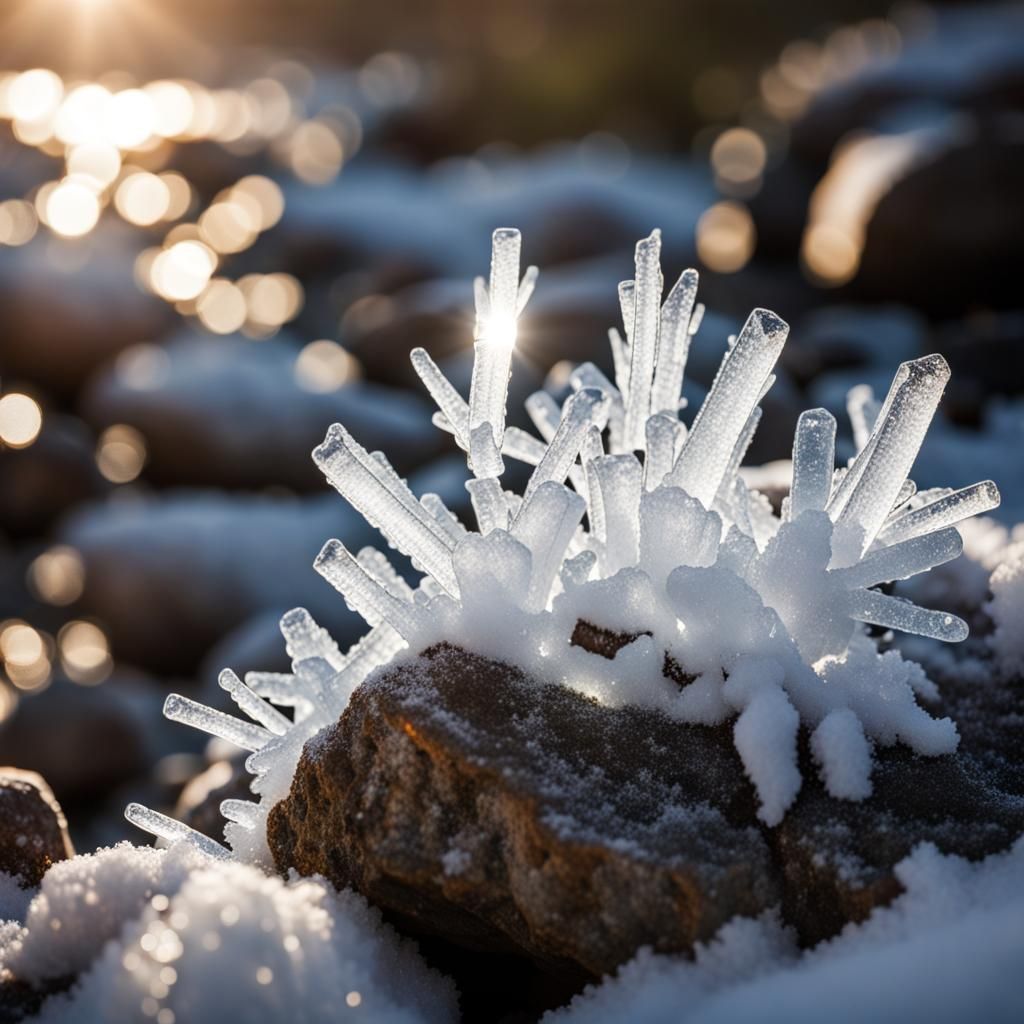 Ice Crystals Stream in Sunlight: Natural Photography