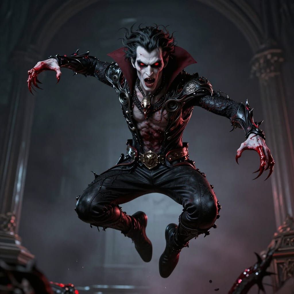 Vampire Leaping Attack with Bloody Claws