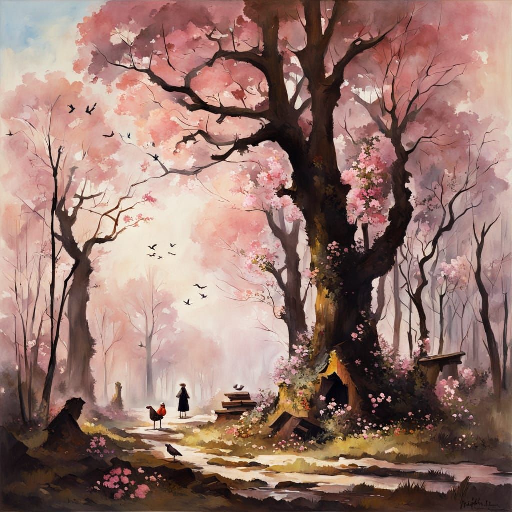 Spring Forest in Vibrant Modern Art