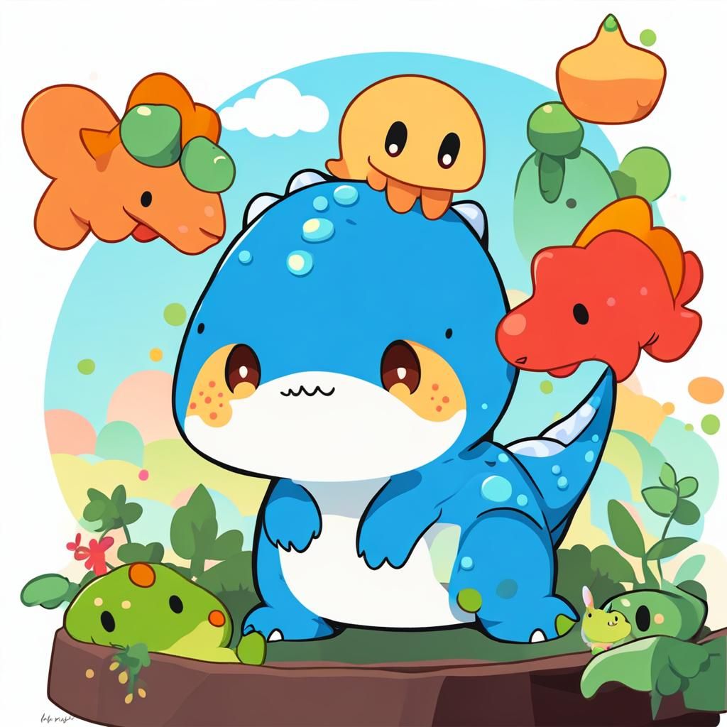 Cute Orange Chibi Baby Dino Sticker