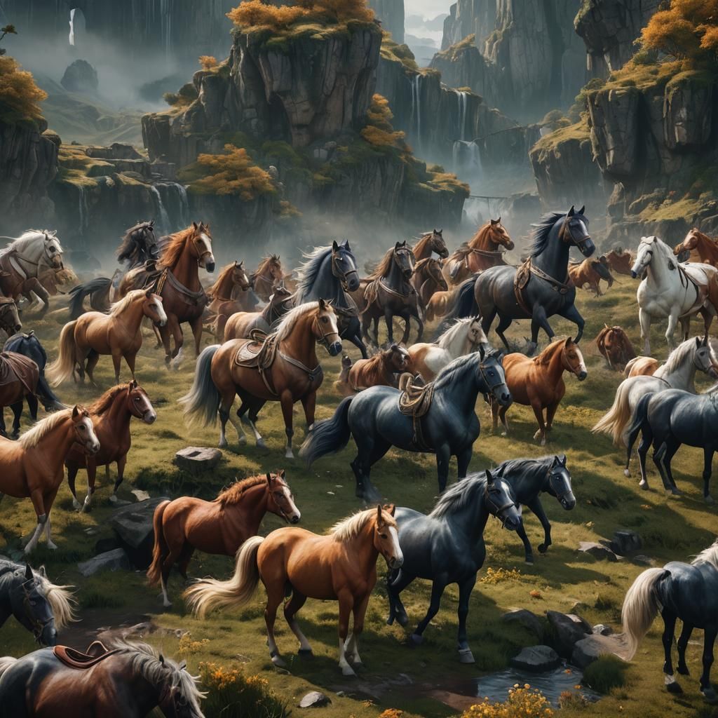 Fantastical Horses in Detailed Digital Painting