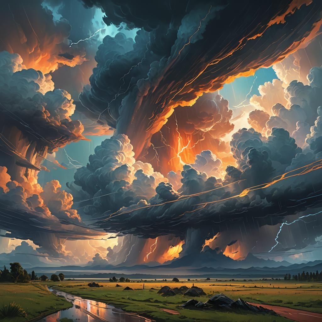 Dramatic Shelf Cloud Concept Art in Fantasy Style