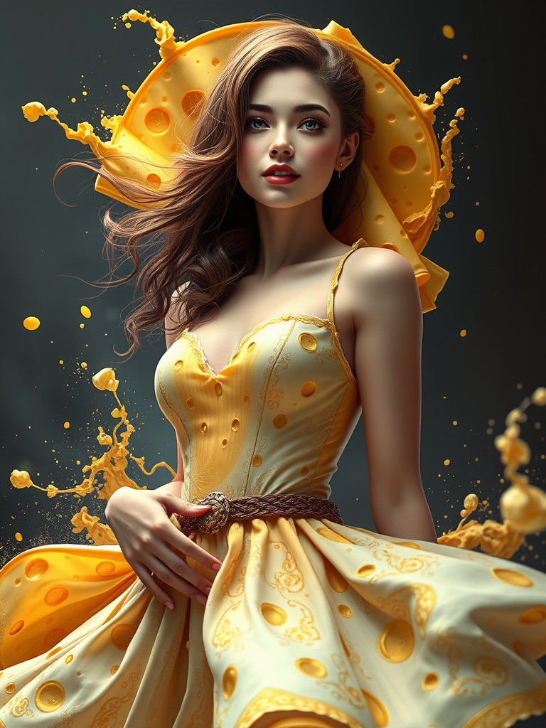 a cheese dress on a woman