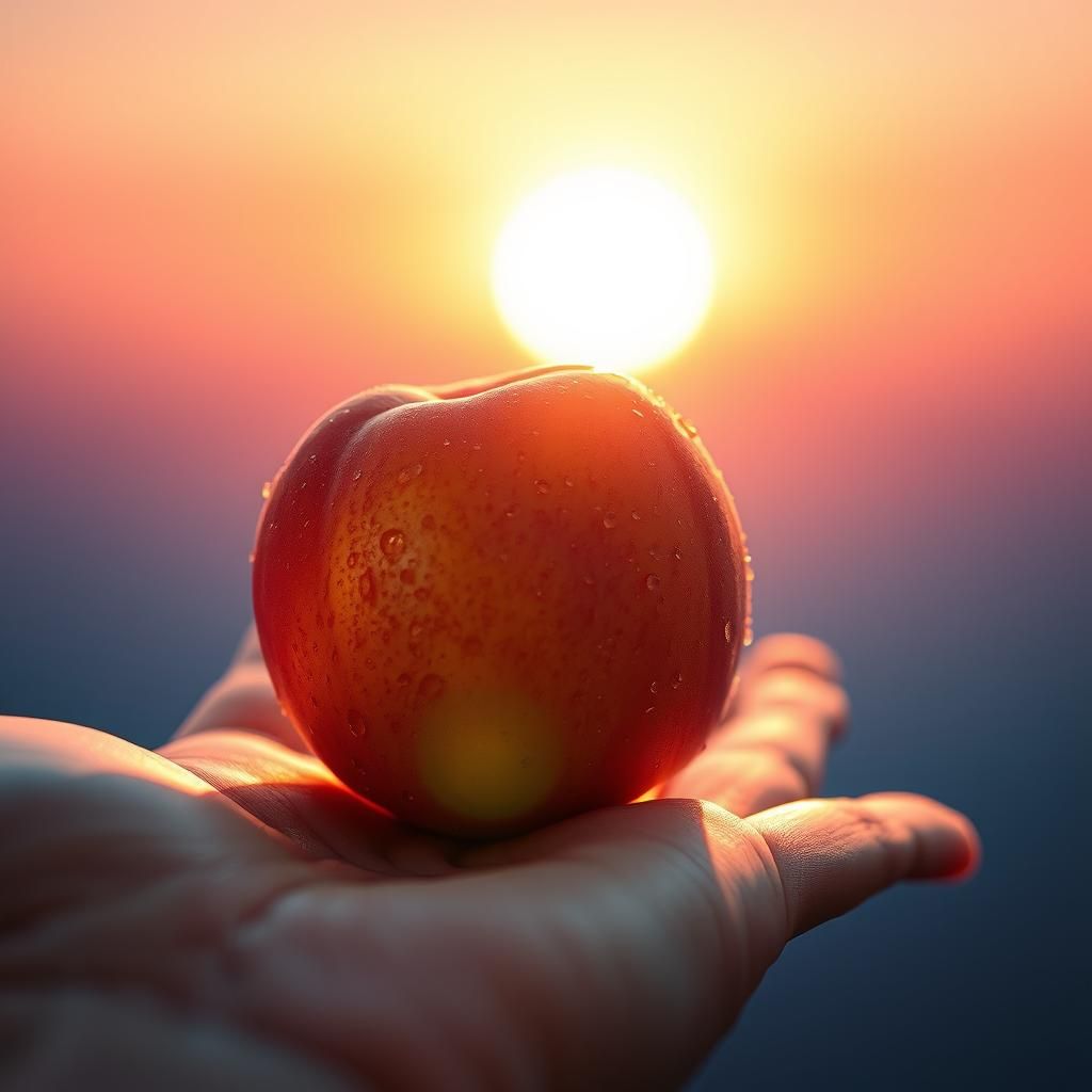 Peach in Sunlight: Hyperrealistic Splash Art