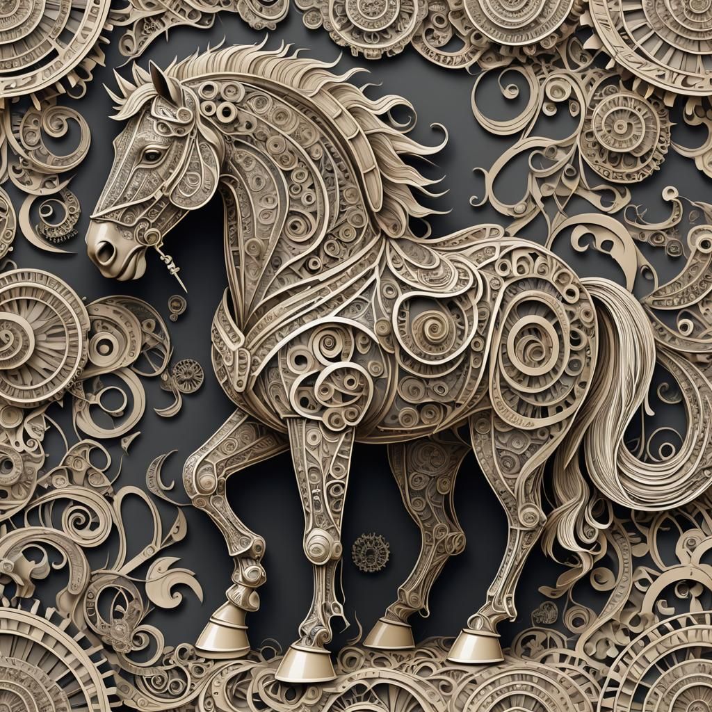 Abstract Trojan Horse with Vector Fractal Design