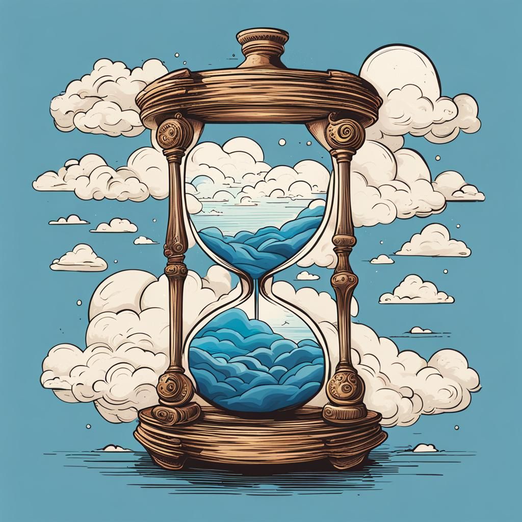 Ethereal Cloud Hourglass: Surreal Time Passage