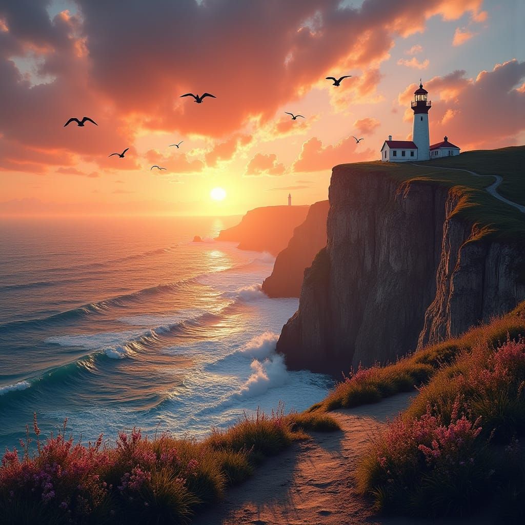 Golden Cliffs at Sunset: A Coastal Masterpiece