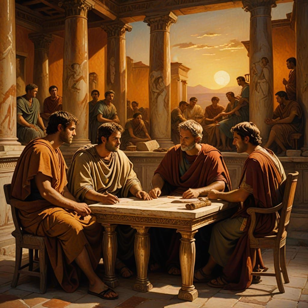 Ancient Romans in Elegant Conversation, Classical Realism St...