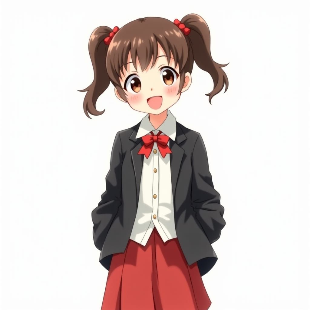 Girl with Ponytails in Anime-Inspired Digital Art