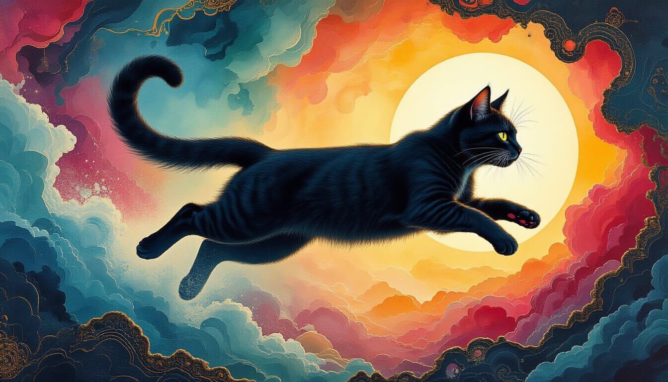 Anthropomorphic Cat in Surreal Collage