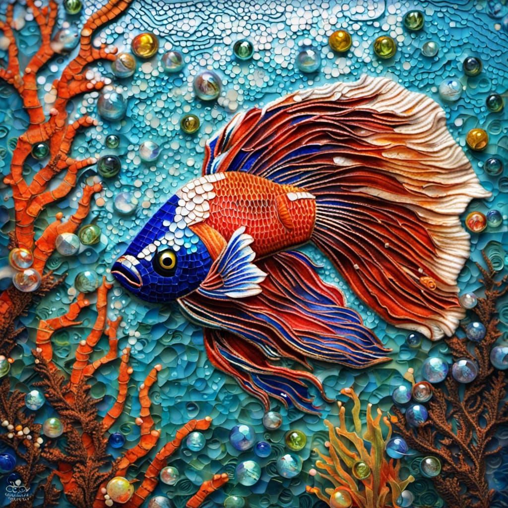 Glass Mosaic Betta Fish