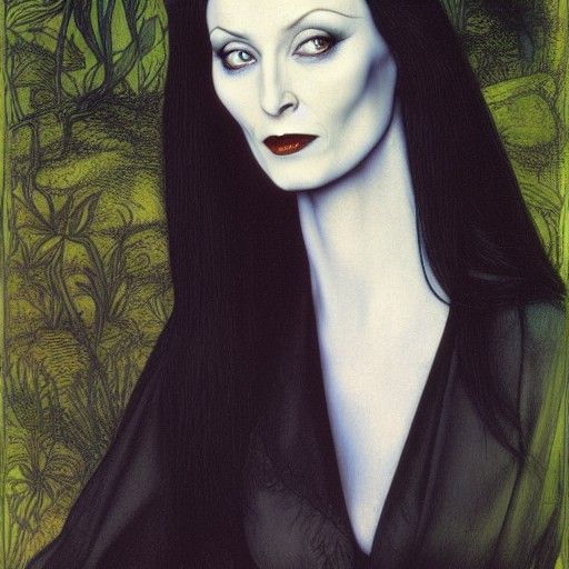 Morticia Addams in Renaissance Style