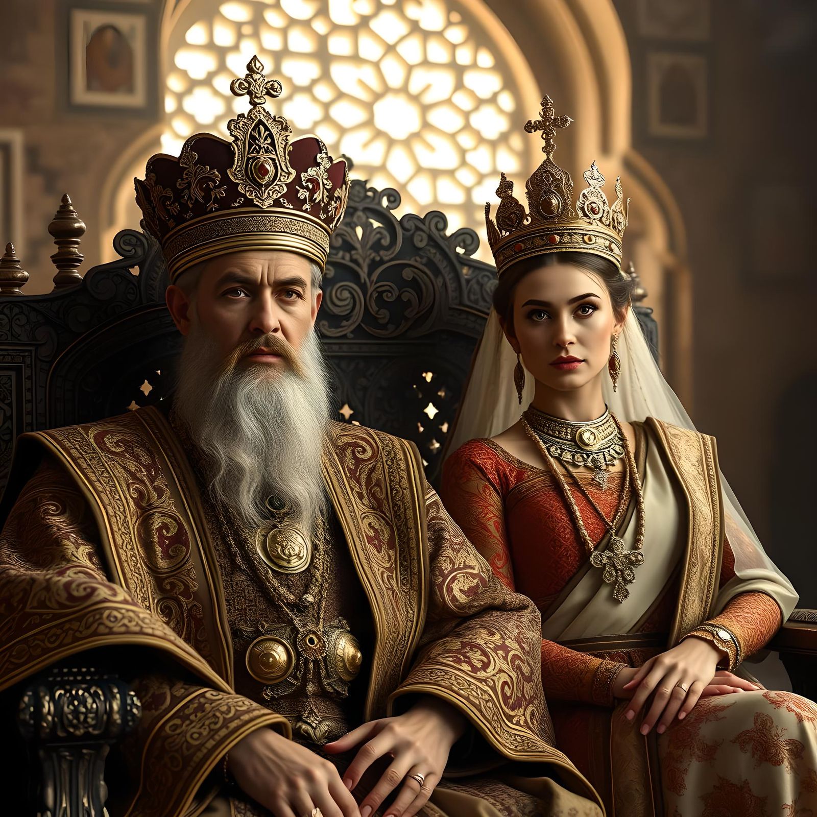Persian Empire: Hyperrealistic Portrait of King and Queen