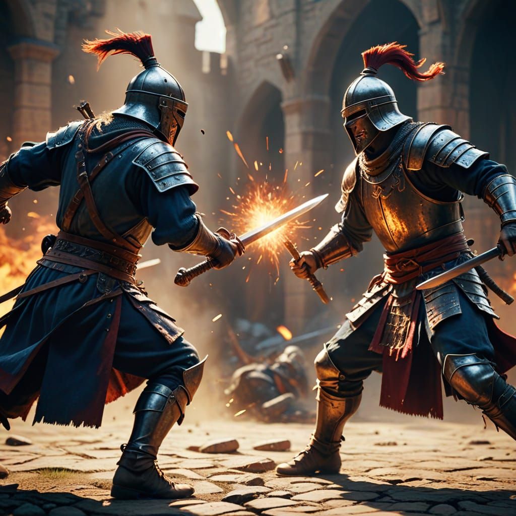 Epic Medieval Battle Unfolds in Vibrant Digital Art