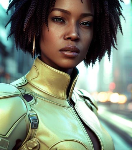 Cyberpunk African American Woman in 3D Render