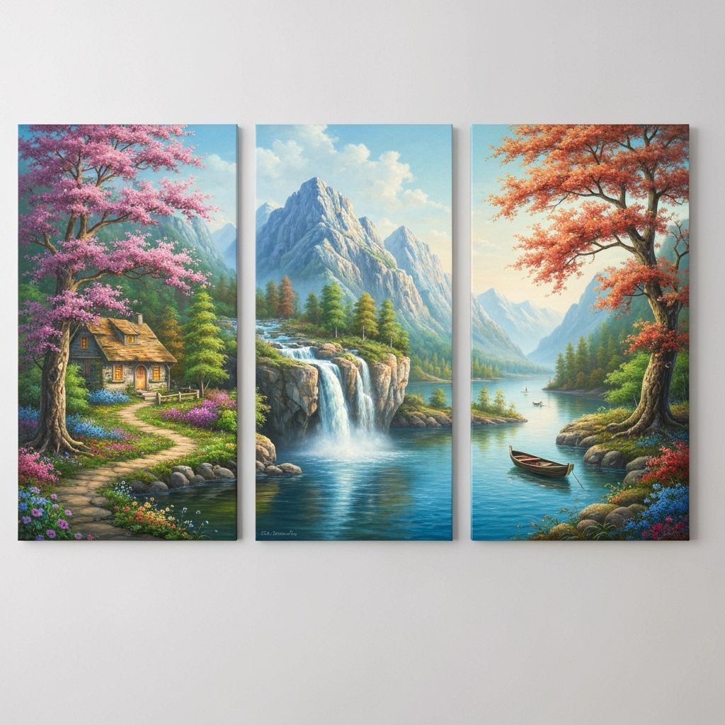 Seasons Triptych: A Landscape Oil Painting