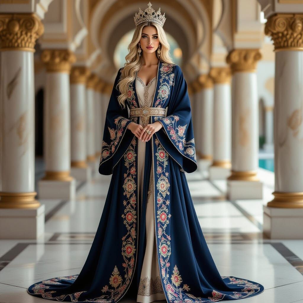 Regal Woman in Opulent Abaya: Digital Art