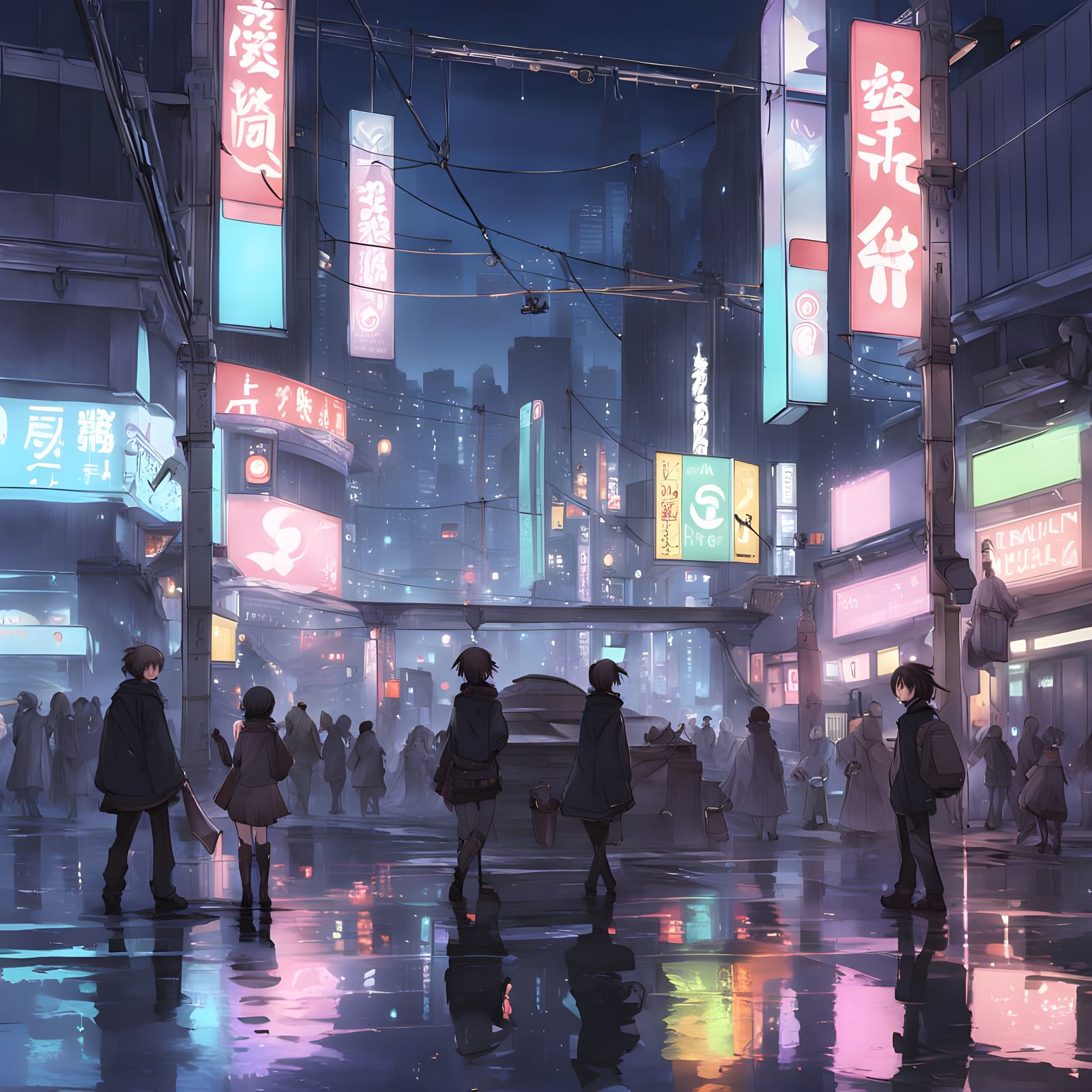 Tokyo Night in Vibrant Cyberpunk Anime Style