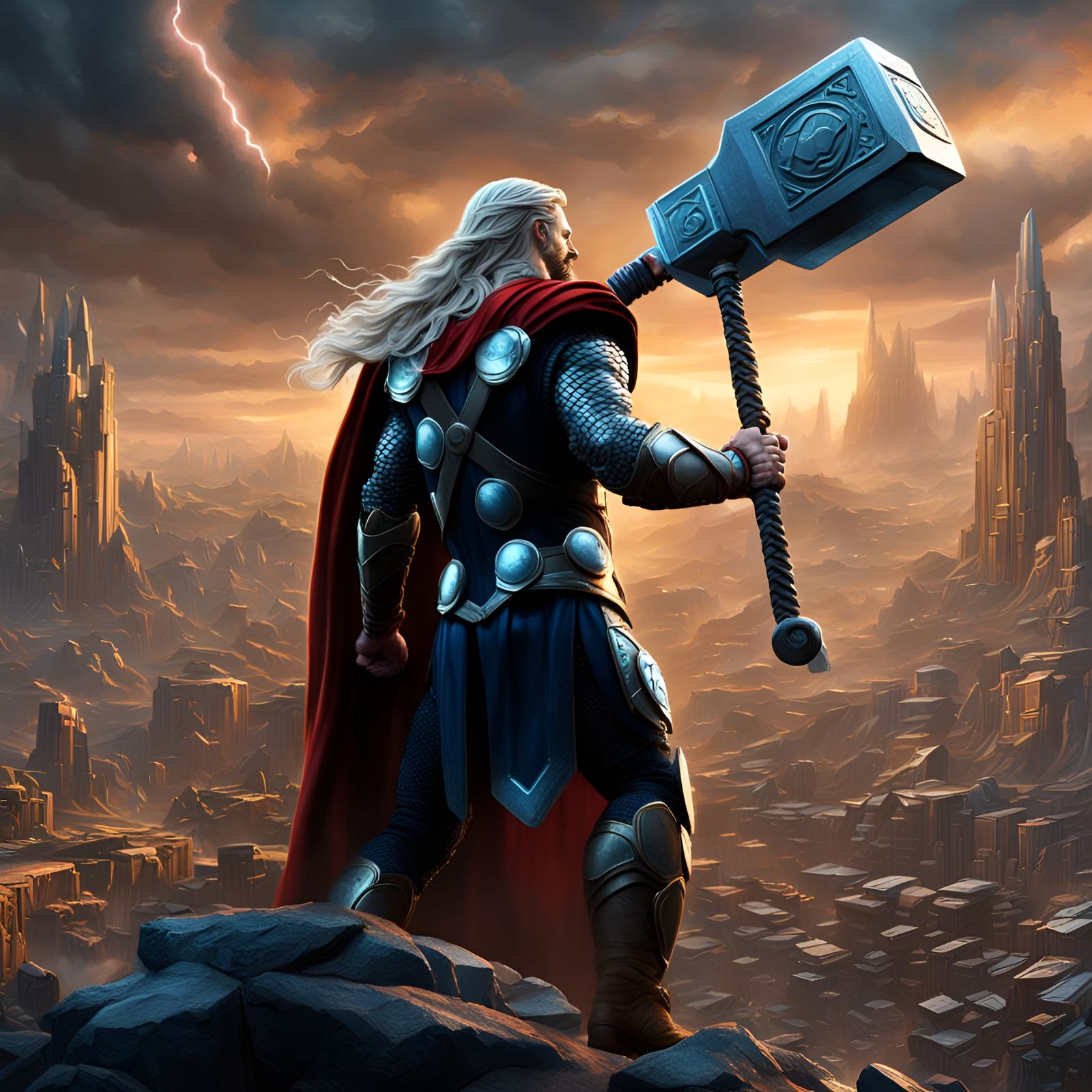 Thor Sells His Hammer: Detailed Matte Painting