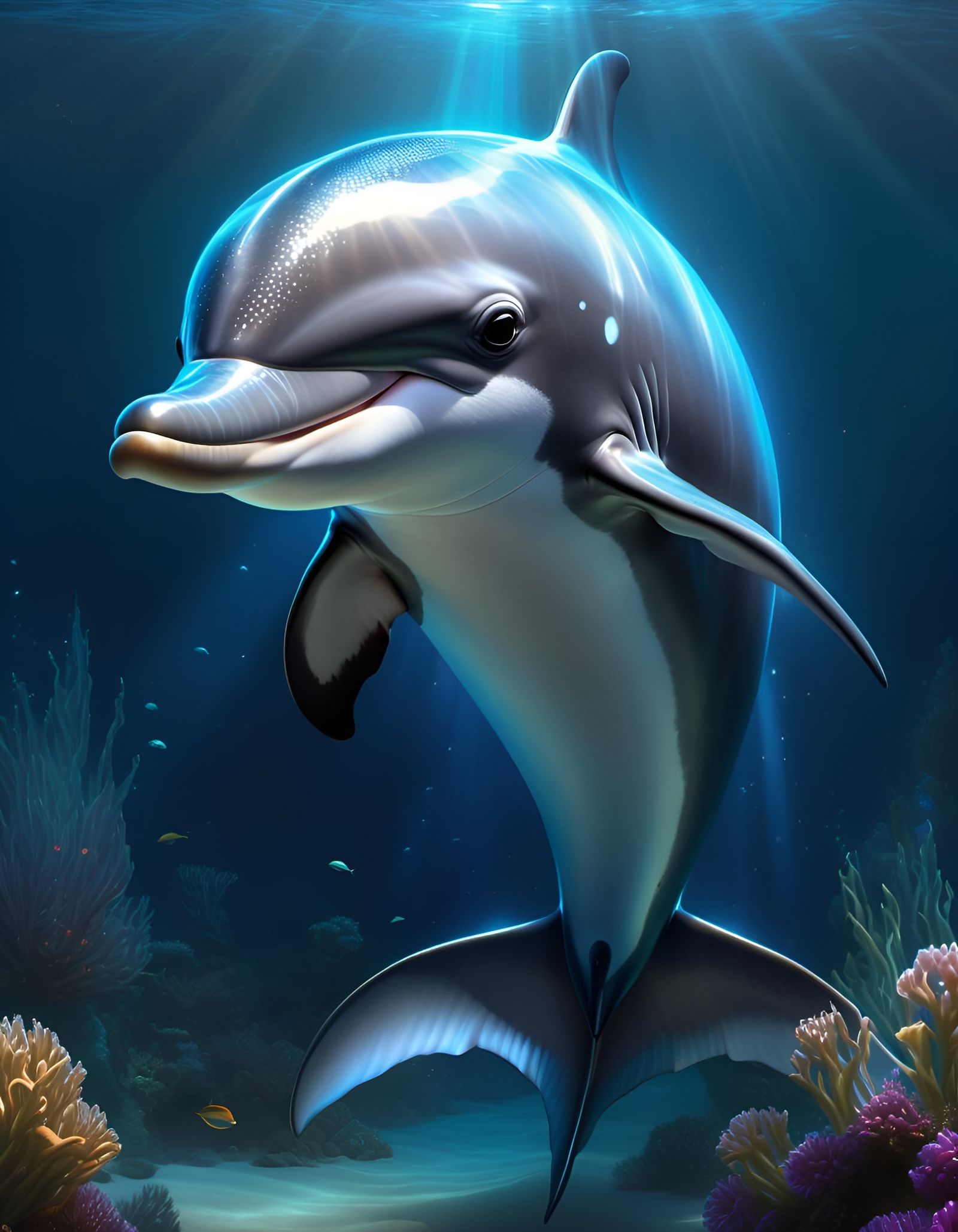 Chibi Dolphin-Porpoise Hybrid in Moonlight