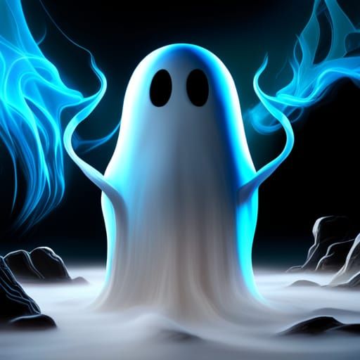 Halloween Ghost Character with Glowing Aura