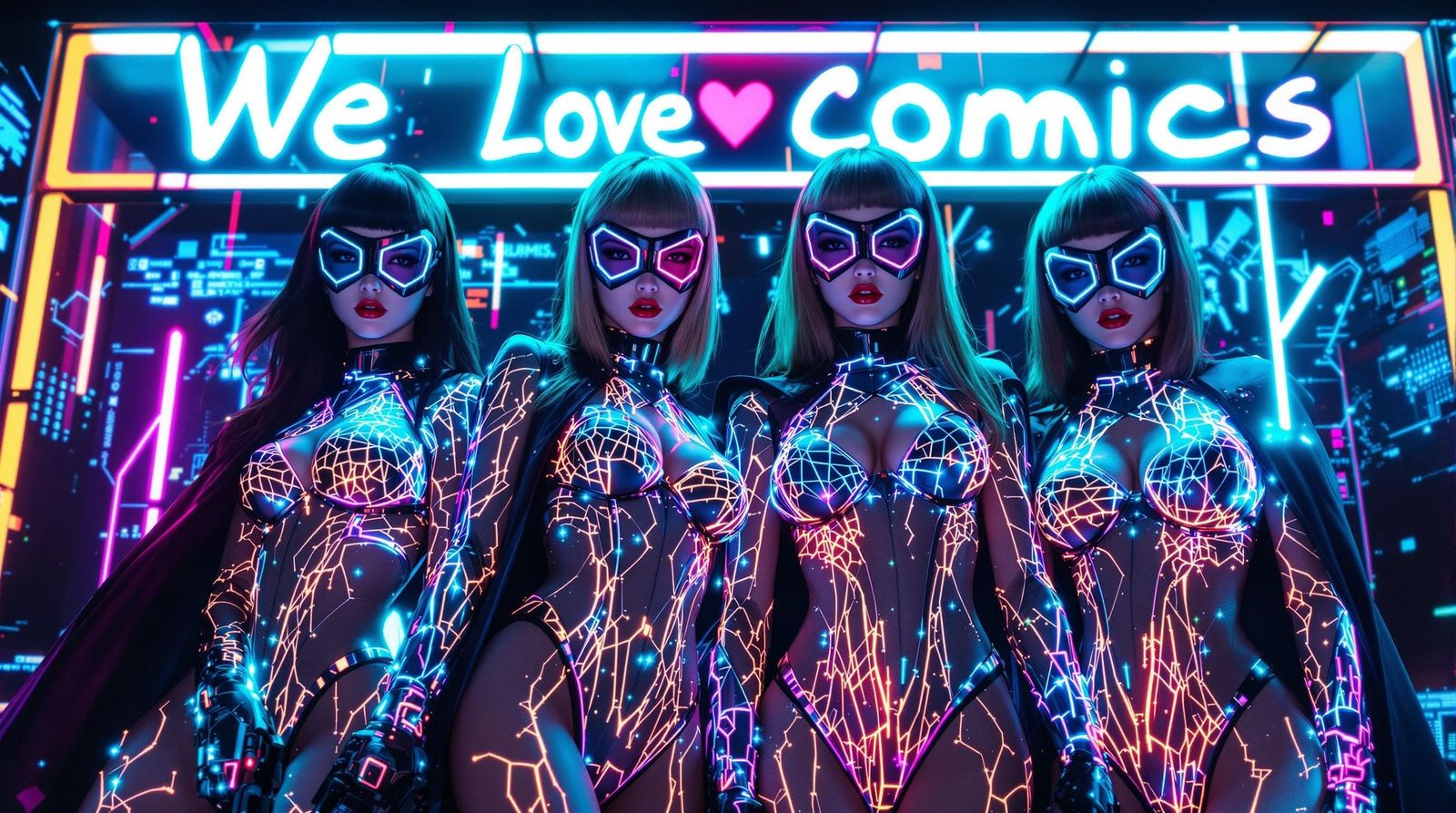 Futuristic Synthwave Queens in Holographic Costumes