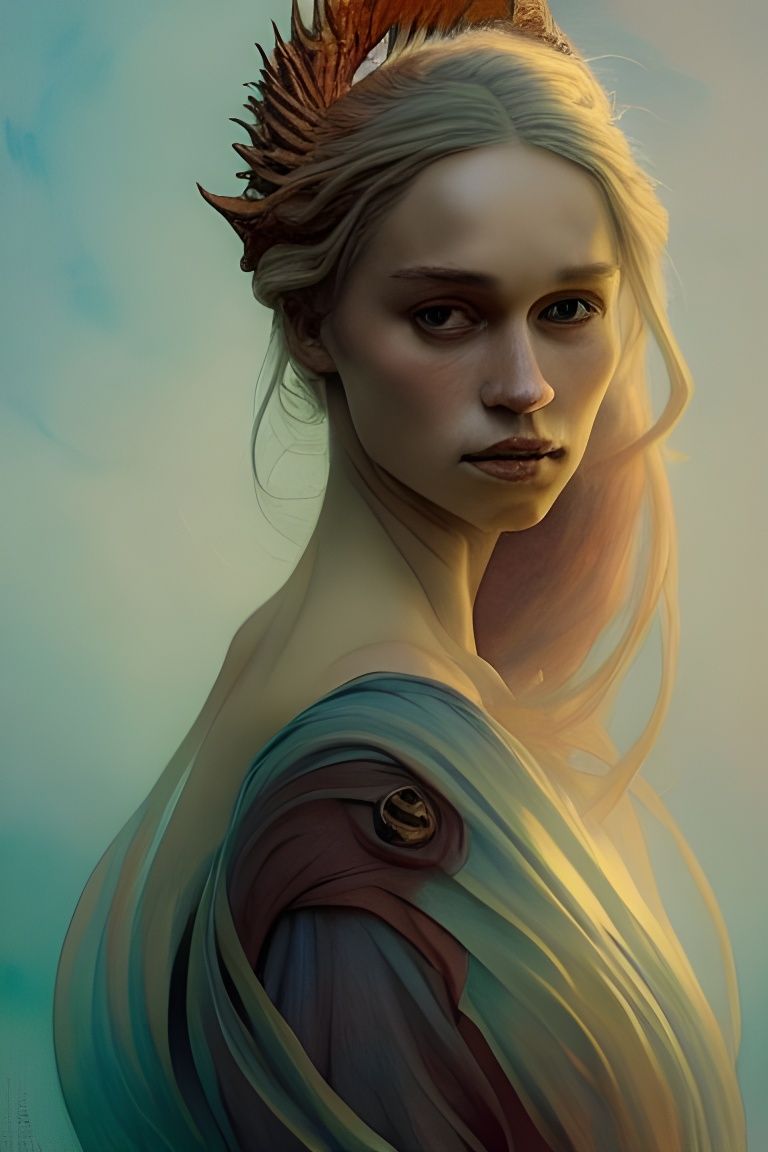 Mother of Dragons Portrait in Watercolor Style