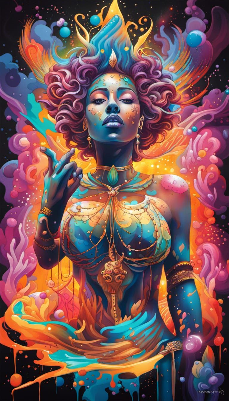 Goddess of Light Triumphs in Street Art Style