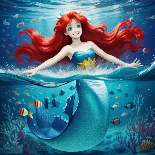 Vibrant Undersea Scene Inspired by Little Mermaid