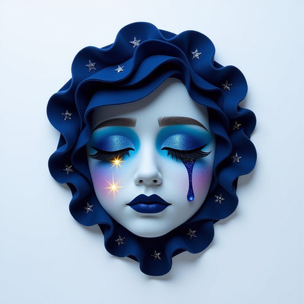 Dramatic Felt Portrait with Starry Tear