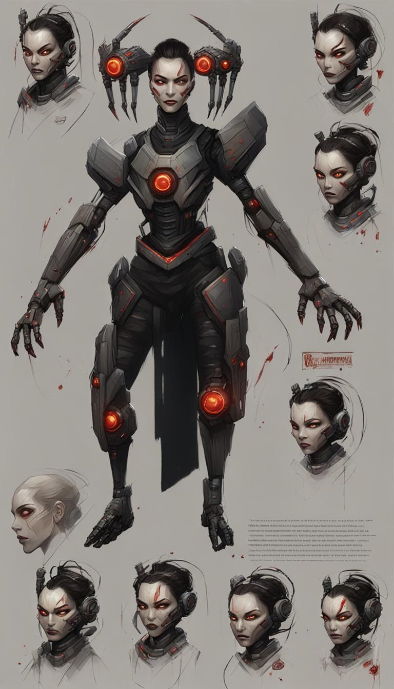 Cybernetic Woman Concept Art Character Sheet