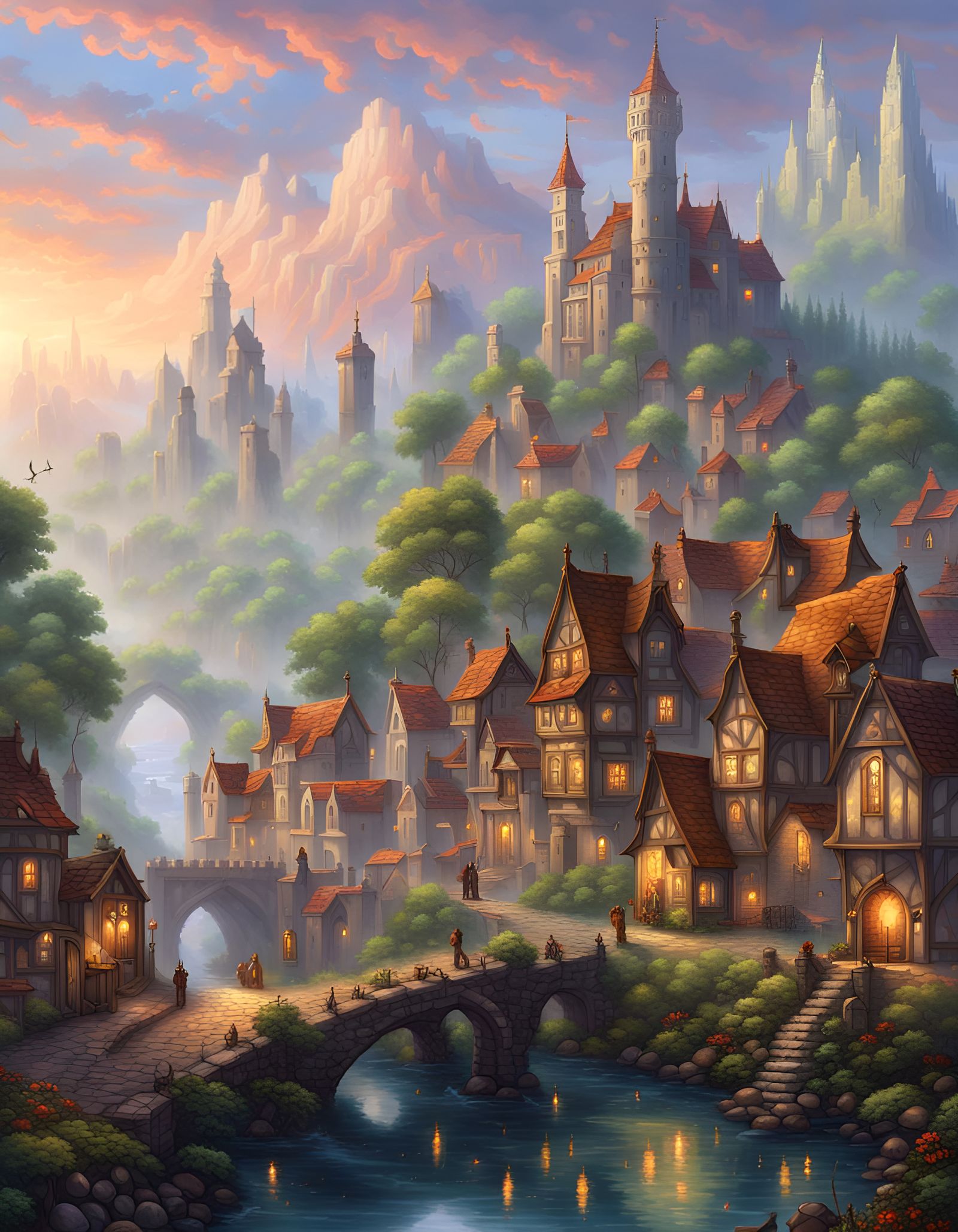 Pixel Art Medieval Fantasy Cityscape