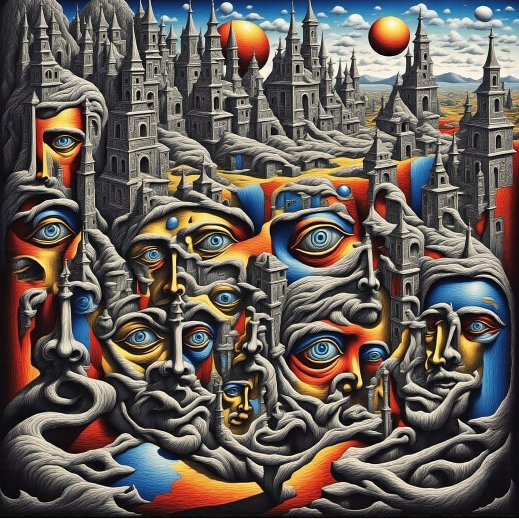 Gothic Oasis with Optical Illusions in Ruined City