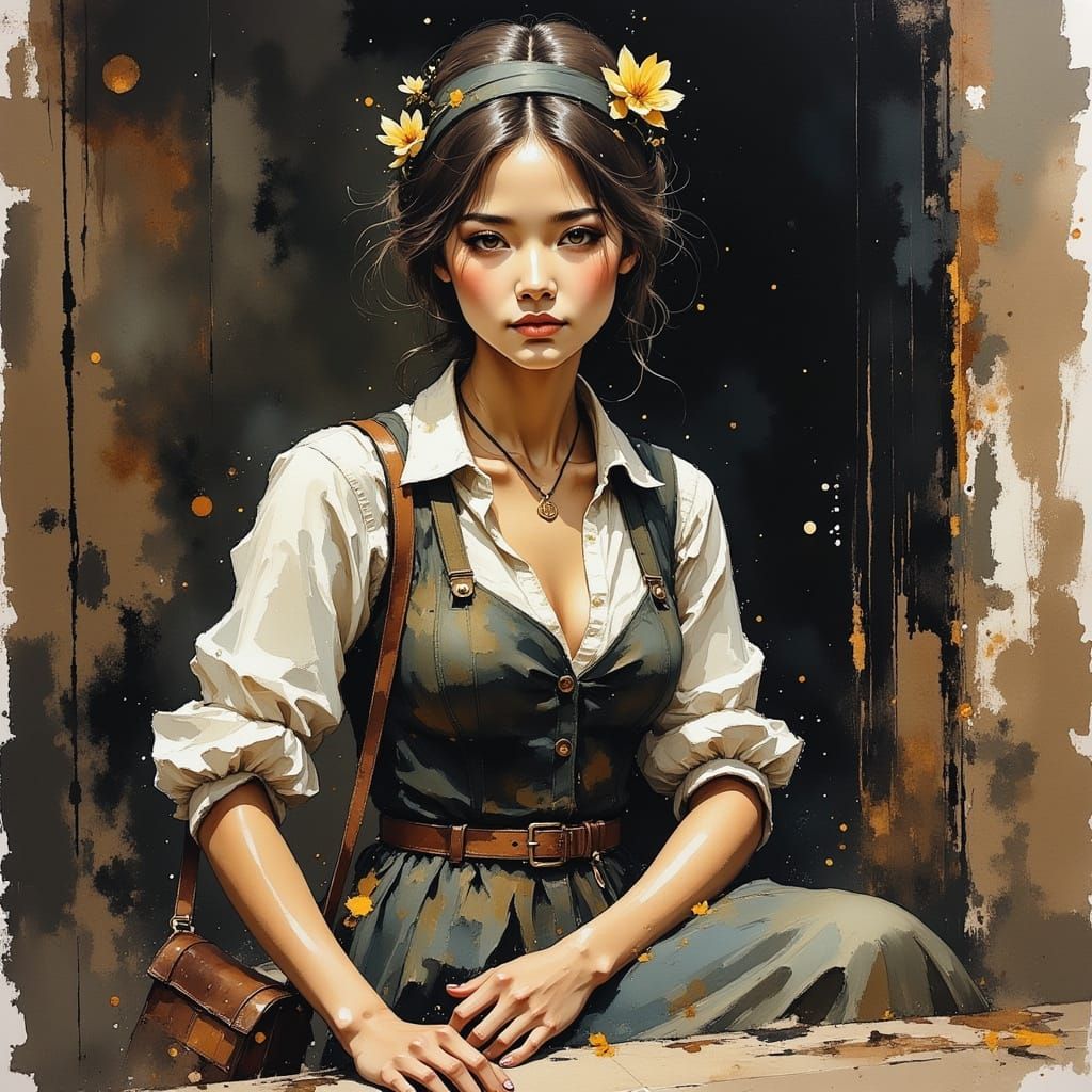 Sentimental Dress in Water-Ink Sketch Style