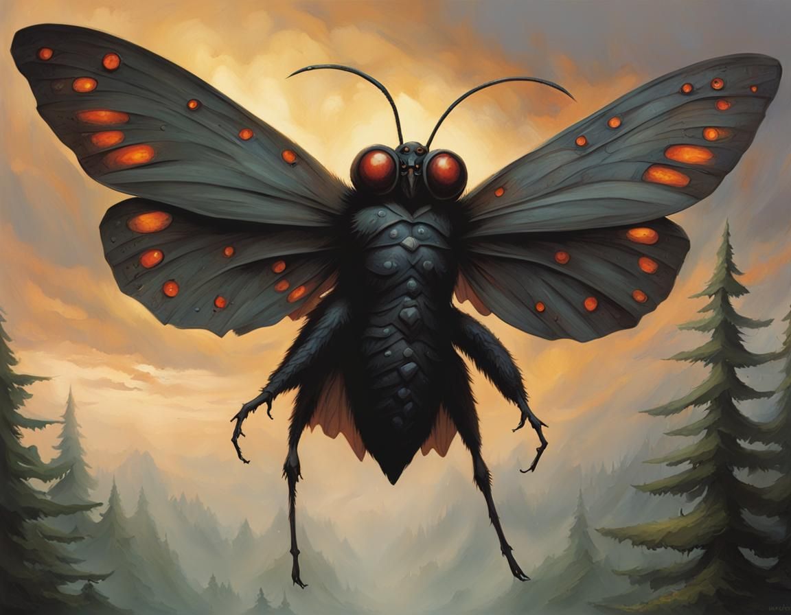 Anthropomorphic Moth Creature in MTG Style