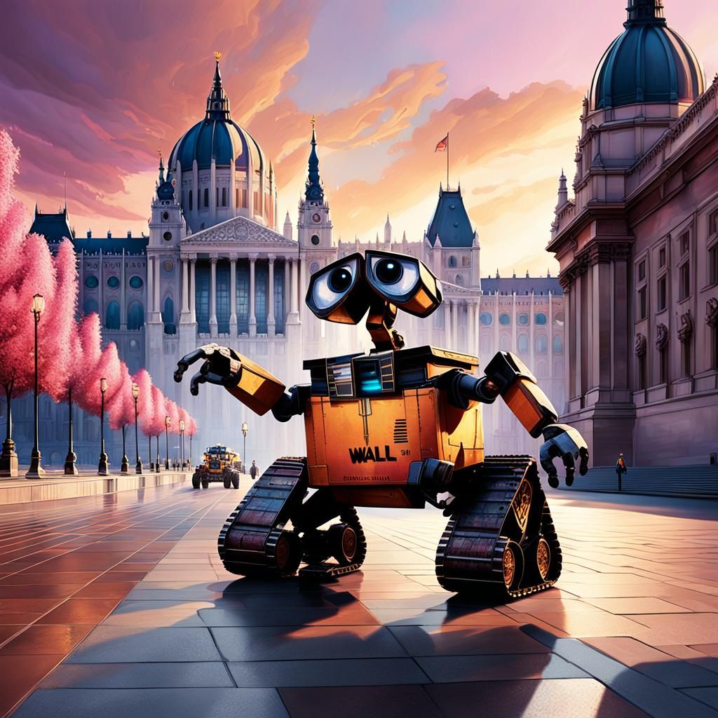 Wall-e Walks Before Budapest Parliament: Hyperrealistic Conc...