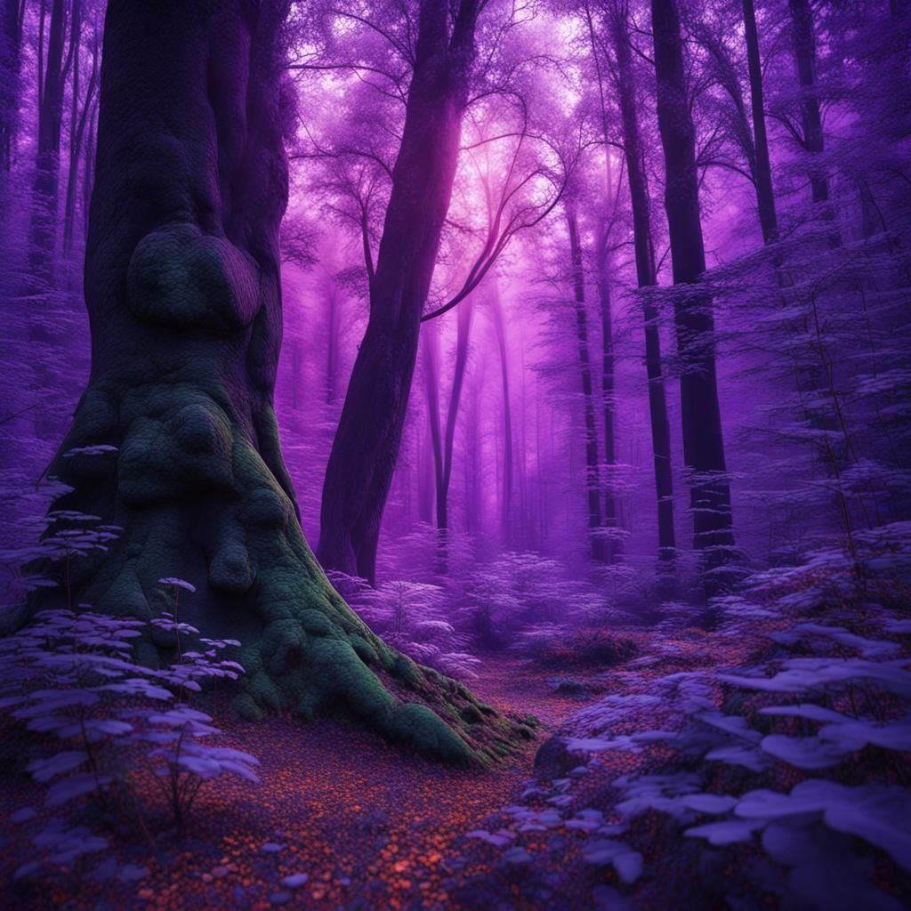Ultraviolet Deep Forest in Hyperrealistic Style