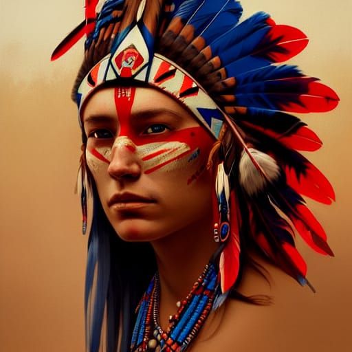 Native American Portrait in Hyperdetailed Digital Art