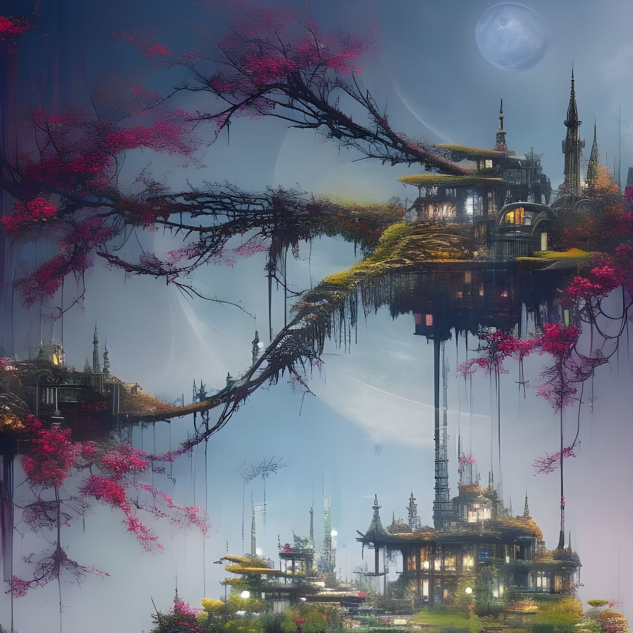 Futuristic Solarpunk House with Flower Garden