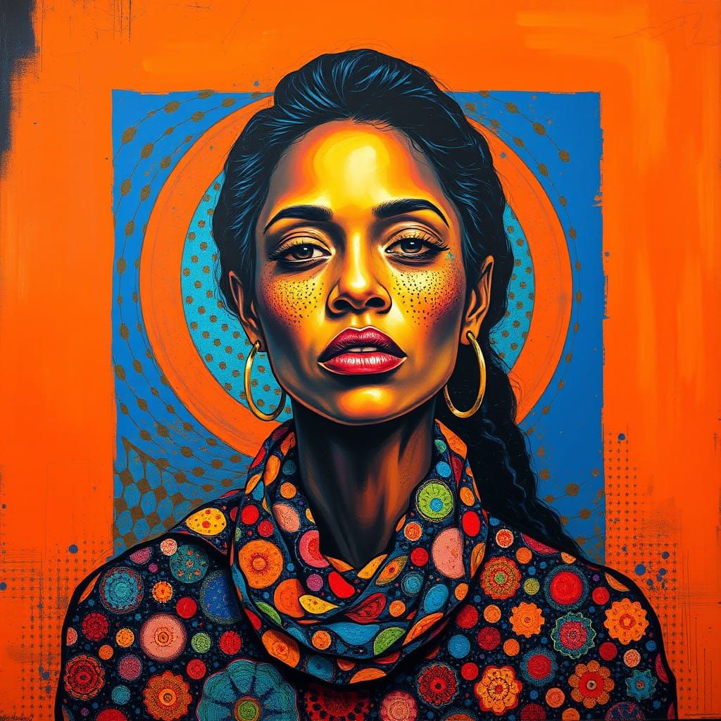 Vibrant Surrealist Portrait in Dynamic Artistic Fusion