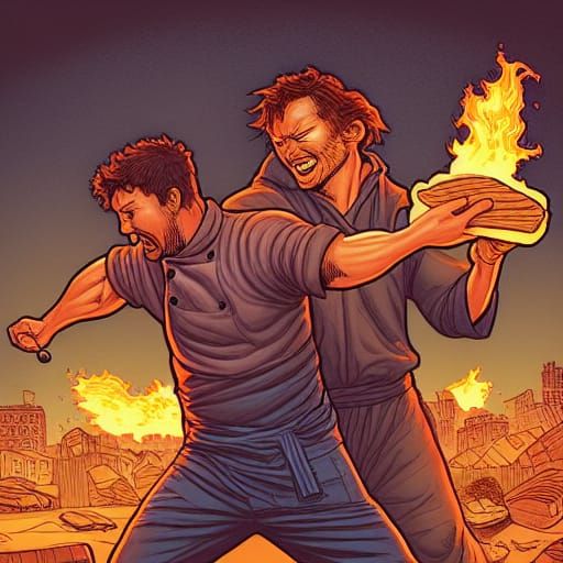 Chefs Battle with Bread, Comic Book Art