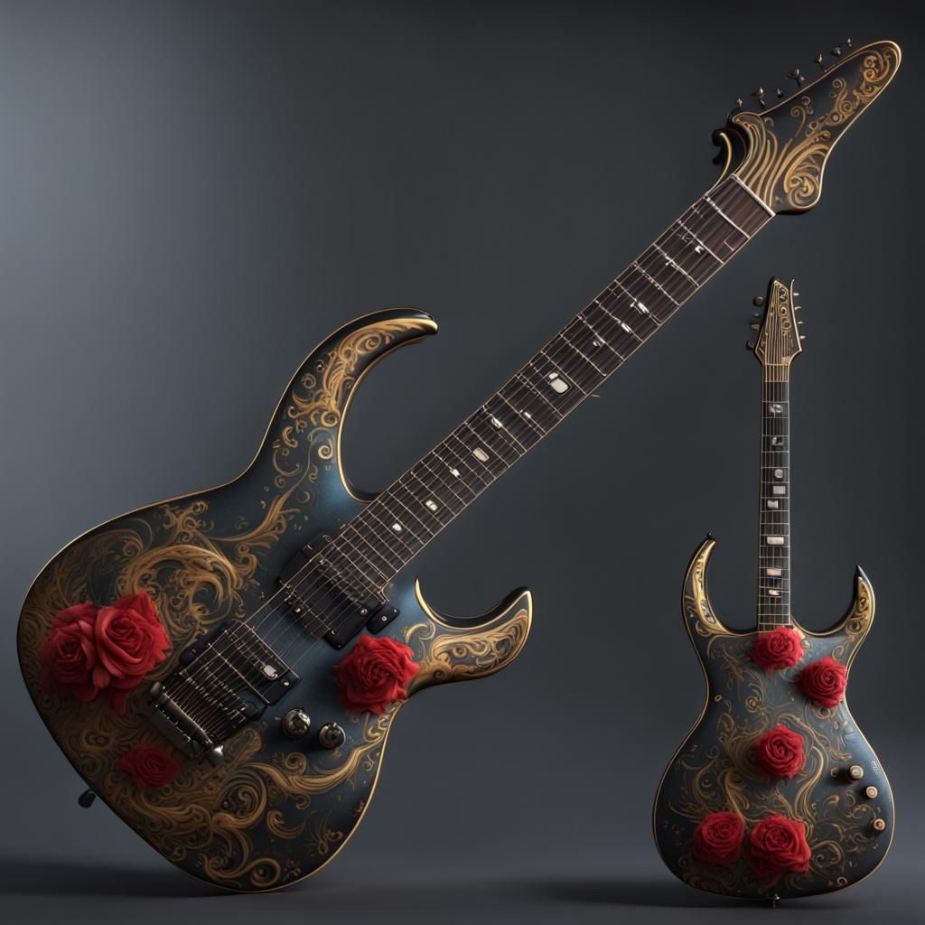 Gothic Beauty and the Beast Electric Guitar Art