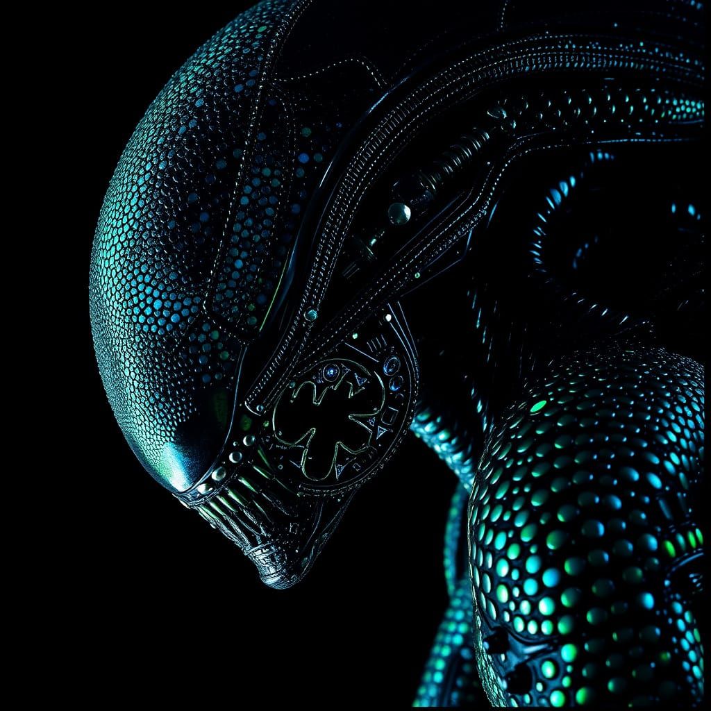 Surreal Alien Covered in Iridescent Mosaics
