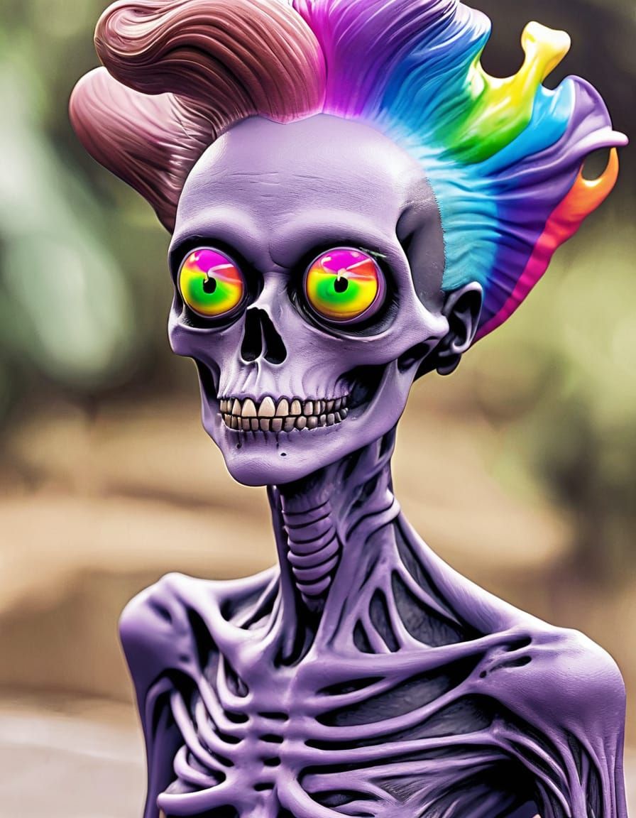 Alien Skull Robot Volcano Gears Crystal Microbe Test Tube