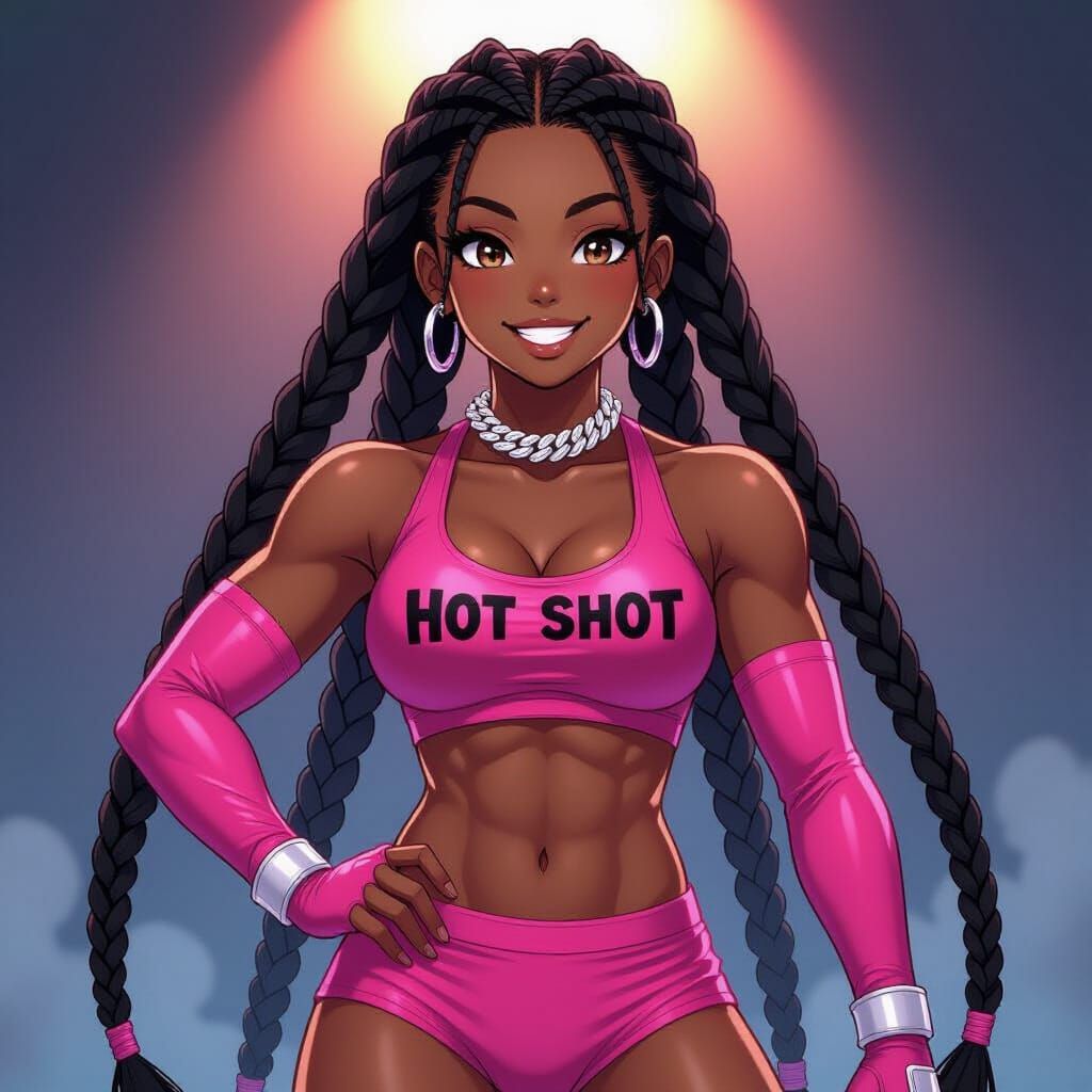 Anime Wrestler "Hot Shot" in Pink Gear