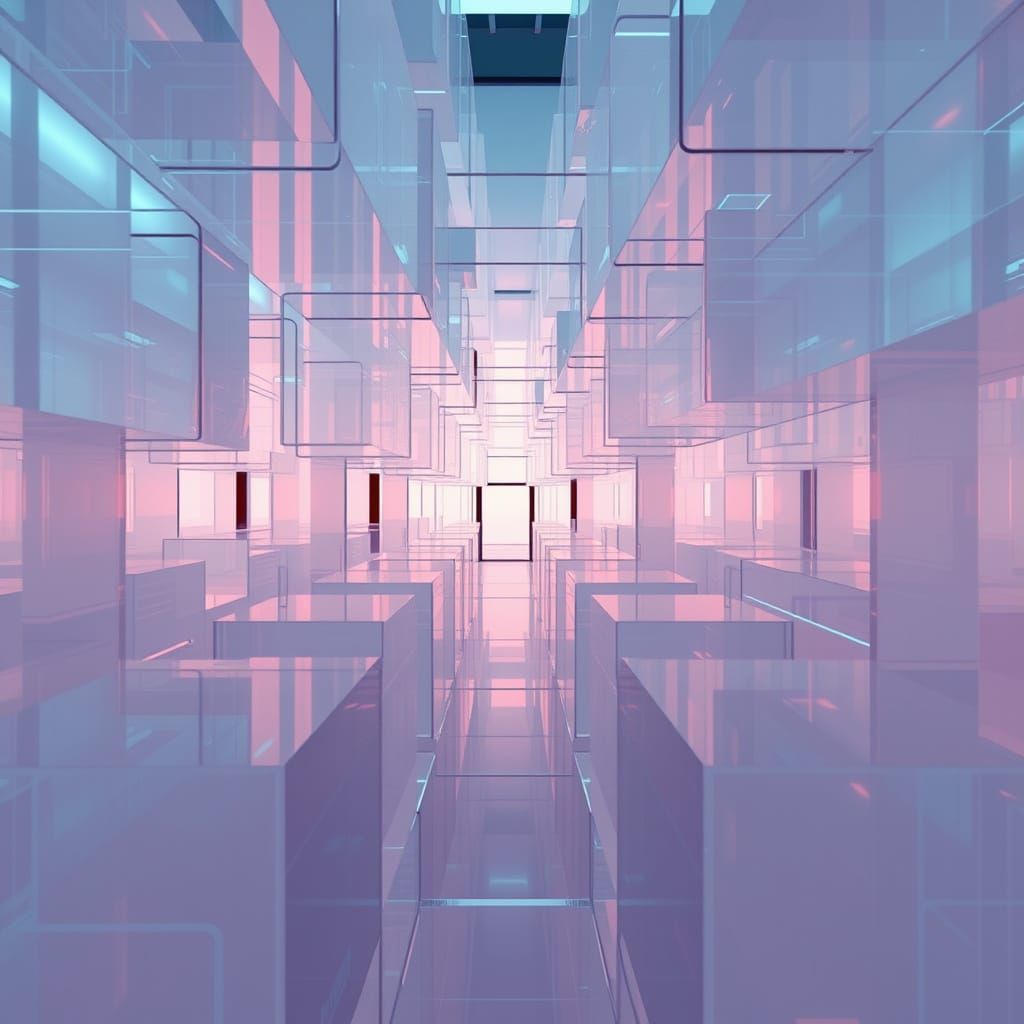 Glass Labyrinth in Futuristic Dreamscape