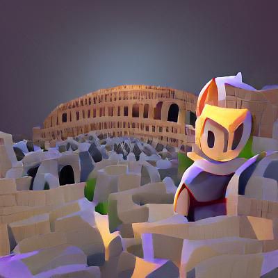Low Poly Champion of the Colosseum with Volumetric Lighting