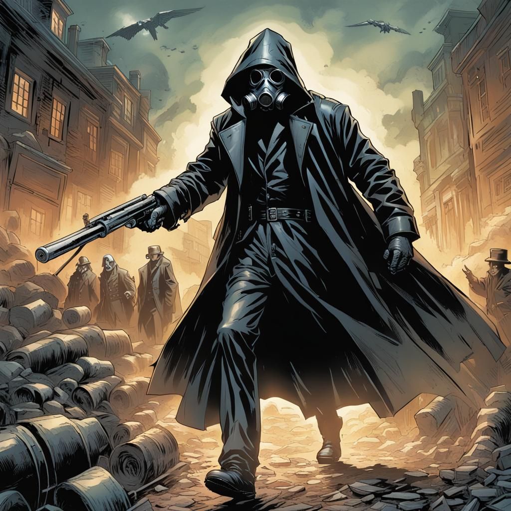 Grim Reaper in Gas Mask Comic Art