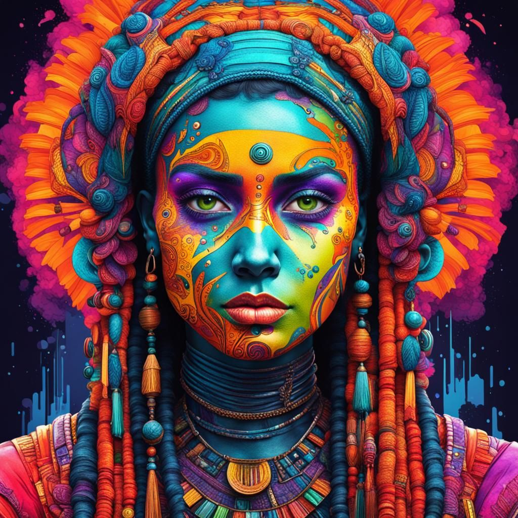 Biopunk Woman in Vibrant Colors